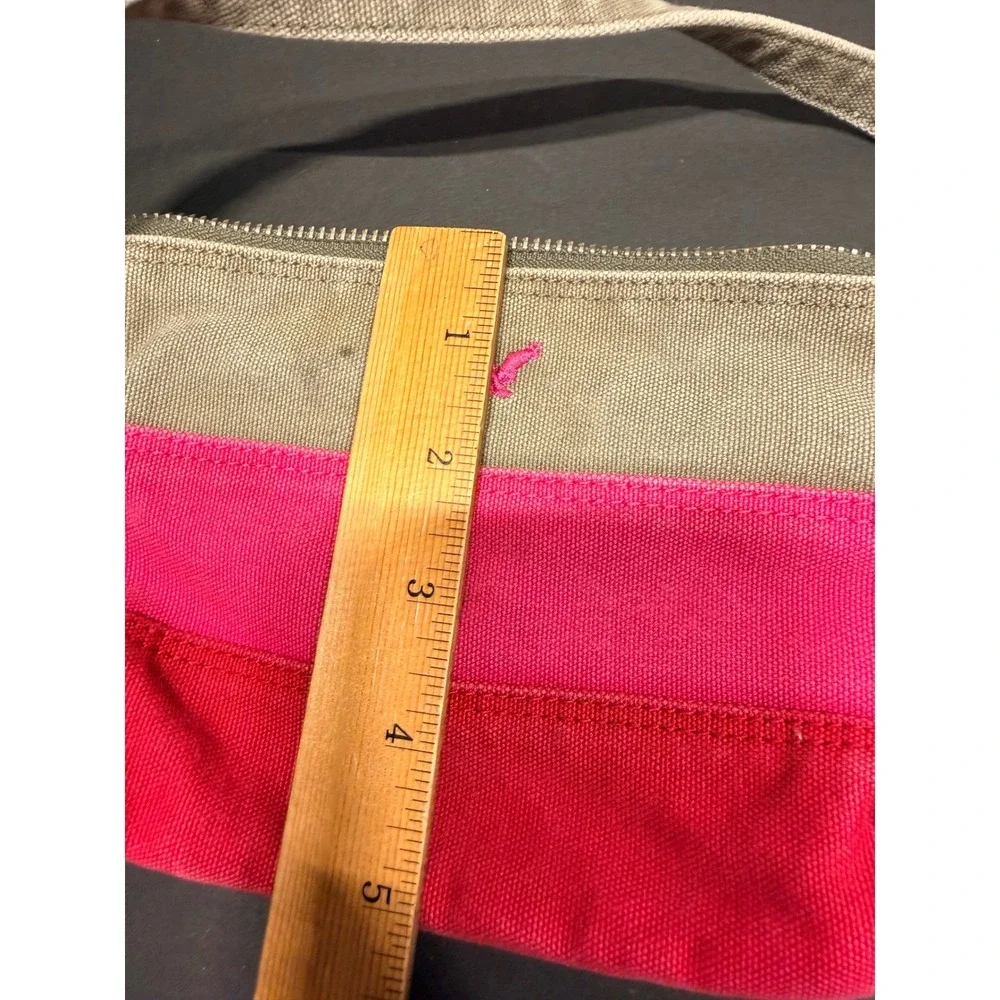 American Eagle Outfitters Canvas Wristlet Pink‎ Red Khaki Color Block Pouch Bag